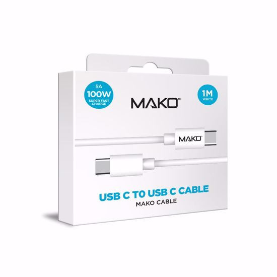 Picture of Mako Mako USB-C to USB-C 100W USB 2.0 1M Cable in White
